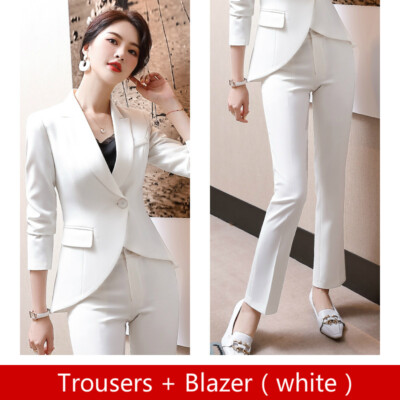 2 teiliges Set Damen Büro Uniform Business Anzüge Karriere Hose und Blazer