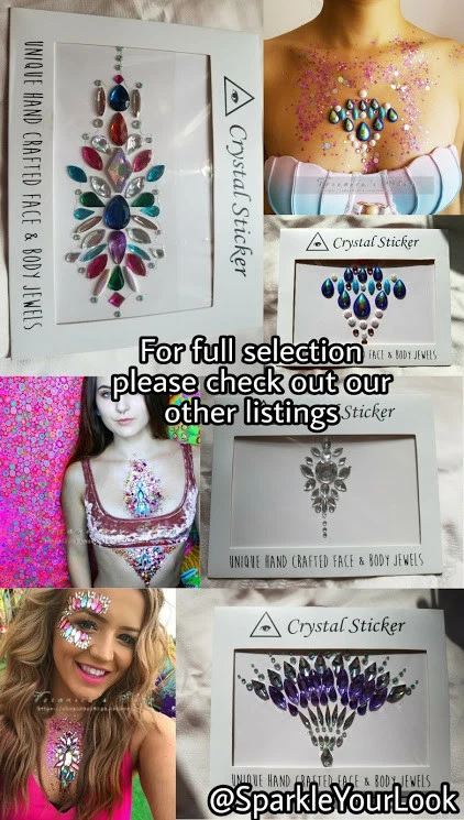 Festival EDC NYE Rave Cara Adhesiva Joyas Cristal Gemas Estrás Pegatina Foto 4 de 4