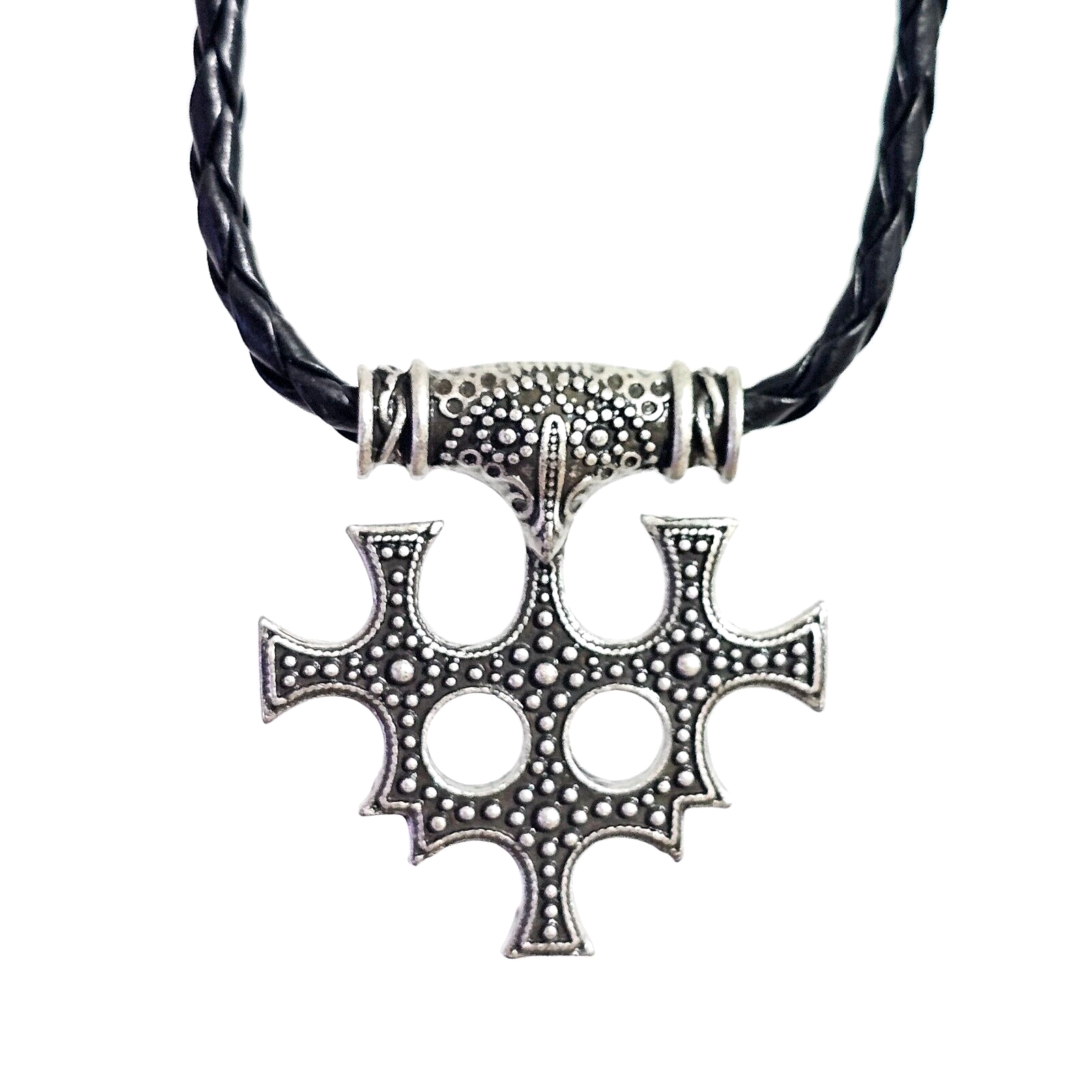 Hiddensee Thors Hammer Necklace Pendant Raven Skane Viking 22"" Leather Jewellery
