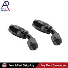 2Pcs Universal 45 Degree  Swivel  Fuel Hose End Fitting/Adaptor AN6 -6AN Black