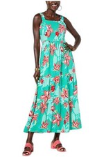 Antthony Women's Printed Challis Tiered Maxi Tank Dress Teal Floral