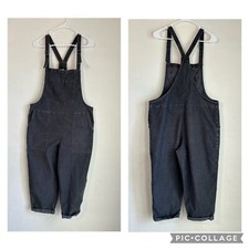 Aerie Werk  Play Corduroy Overalls Smoked Gray Cuffed Straight Leg Size Large