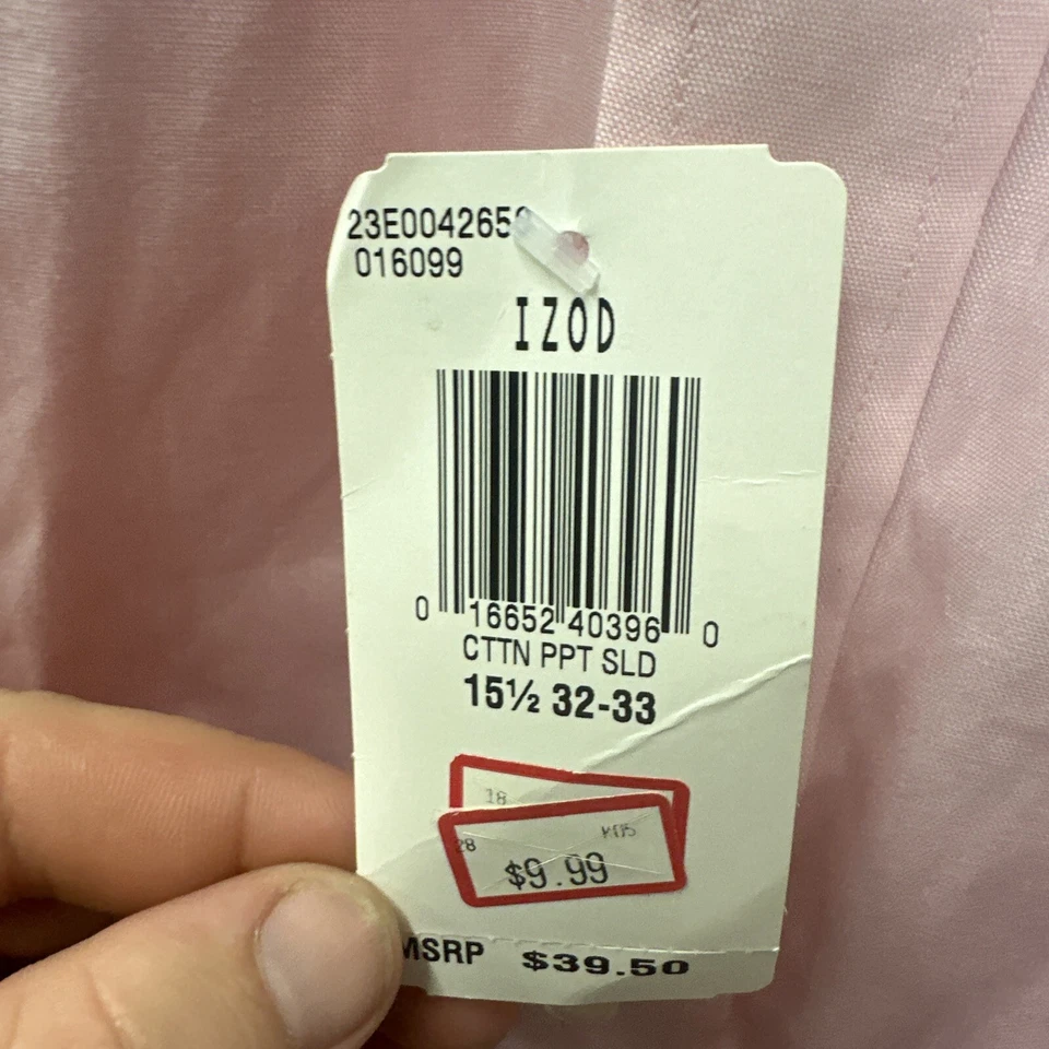 Camisa Izod "80's 2 Capas Pinpoint" Botón Frontal Para Hombre Talla 15.5 32/33 LIGHT CORAL Foto 4 de 4