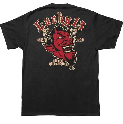 Lucky 13 Pin Up Street Bike Gothic Americana Tattoo Mens Tee GREASE GAS GLORY