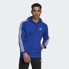 adidas Men's Essentials Fleece 3-Stripes Full-Zip Hoodie HE4427