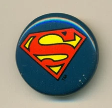 PROMO BUTTON - PIN - SUPERMAN PIN - 1996 - DC COMICS - ROUND - 1 INCH - RARE
