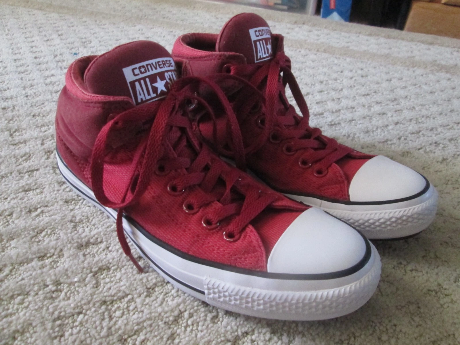 Scarpe Converse Rosso Bianco Rosso Medio Alto Linguetta Imbottita Unisex M 8 W 10 149424C