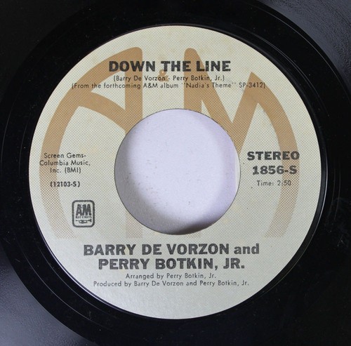 Rock 45 Barry De Vorzon And Perry Botkin, Jr - Down The Line / Nadia'S Theme On