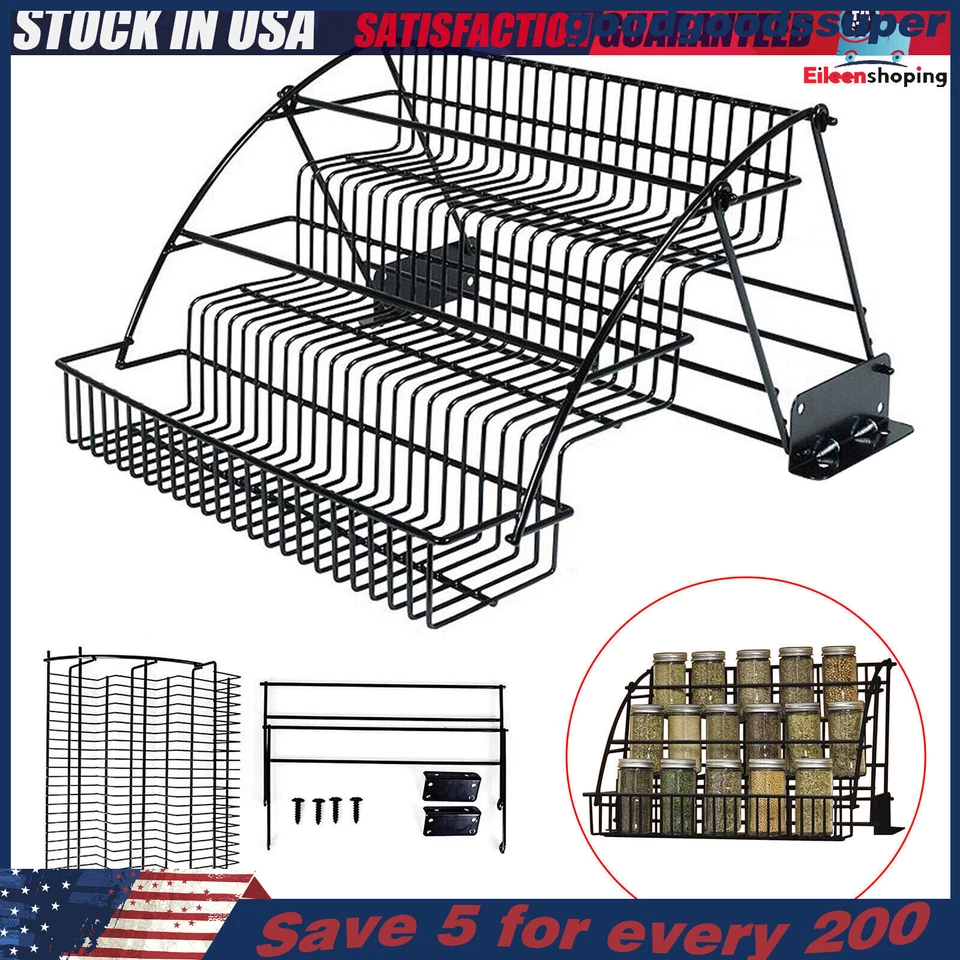 Estante de especias extraíble de 3 capas organizador de gabinete de metal soporte de cocina Foto 2 de 4