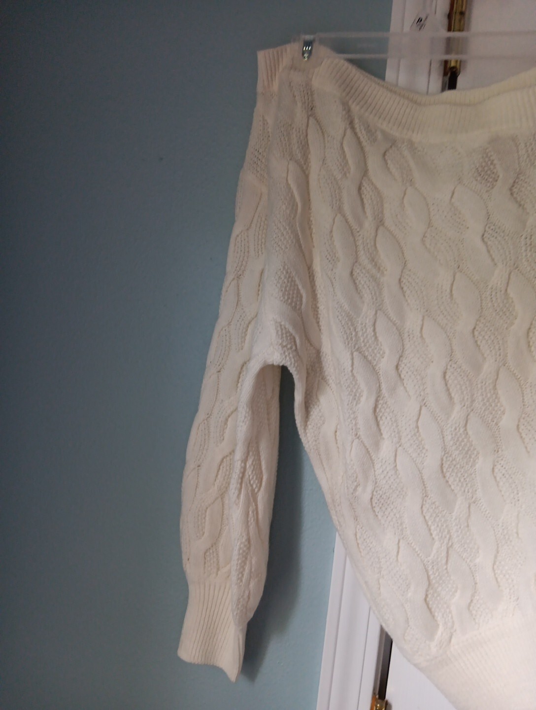 New York & Company Ivory Cable Knit One Arm Sweater Sz M NWT | eBay