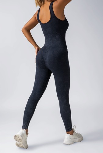 Women Workout Jumpsuit Lace up Front Romper Bottom Pants Bodysuit Sexy One Piece - Picture 11 of 29