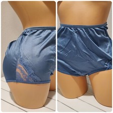 Vanity Fair Nouveau Panty Shiny Nylon Wide Gusset Full Cut 8/XL BLUE Shine