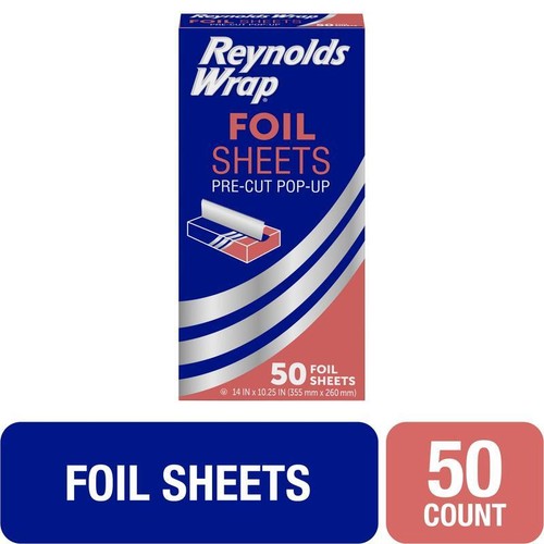 50 Pre-Cut Aluminum Foil Sheets Kitchen Wrap Food Storage Baking Cooking New - Picture 2 of 8