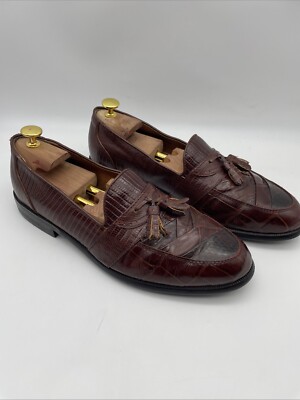 Mens Stacy Adams Brown Genuine Snake Tassel Loafers Size 10  display picture 1
