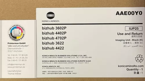 AAE00Y0 KonicaMinolta Drum Trommel Imaging Unit IUP25  bizhub 3602p 4402p 4702p 