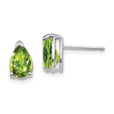 Ohrringe 9 mm 14 Karat Weißgold 8 x 5 mm Birne Peridot