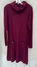 AB Studios Bergundy Sweater Dress Sheath Women's Size L