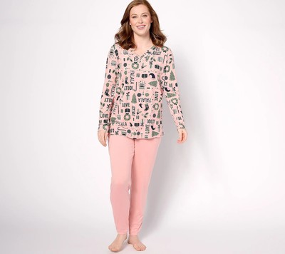 Anybody Sleep Lush Jersey Tunic PJ Set PinkRoseHoliday XXS New