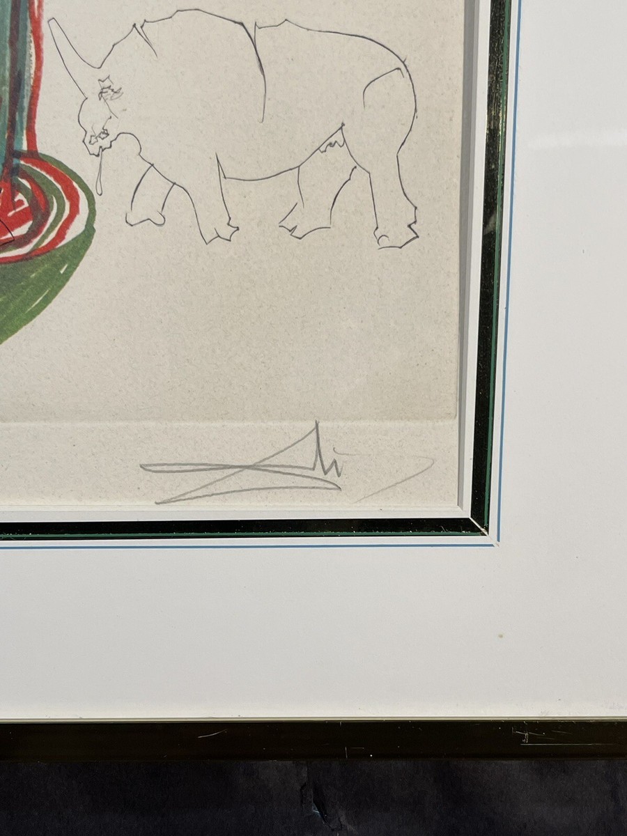 Salvador Dali Hand Signed Original Etching Rhinoceros Rhino