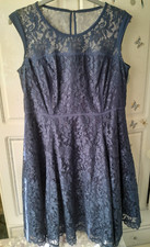 Ladies Precis Petite Navy Blue Lace Dress UK 18 wedding/ party dress