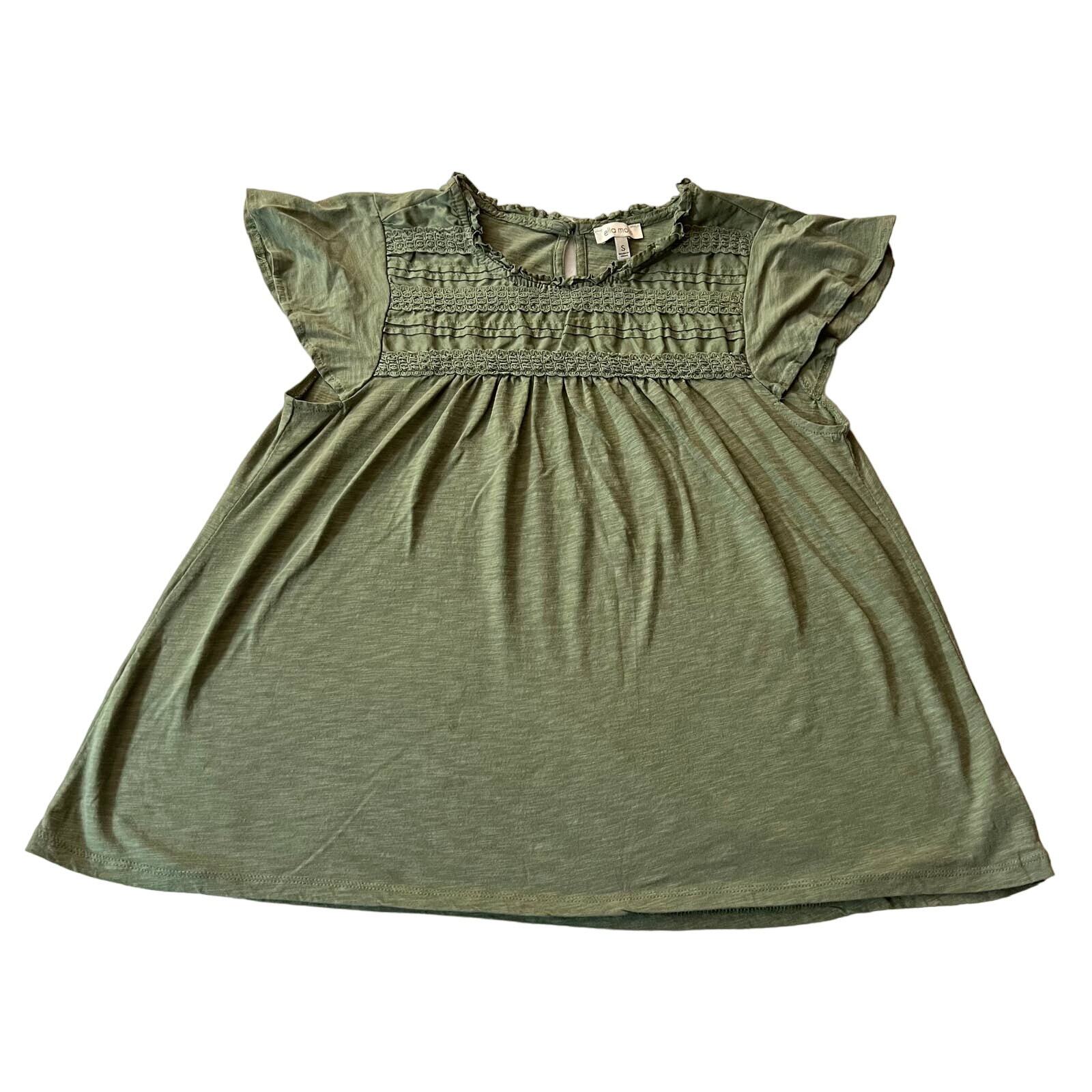 Ella Moss Crochet Trim Knit A-Line Boho Top Size Small Casual Boho Lightweight