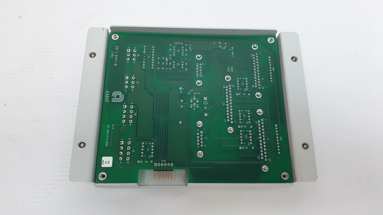 Back of the Applied Materials UI Switch Board showing the circuit side, AMAT logo and mounting rails