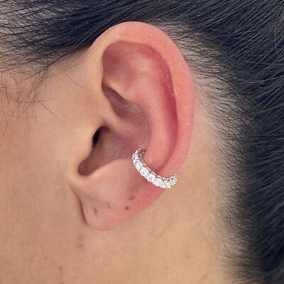 Cuff Earring Round Lab-Created Diamond 0.59ct E-F VS1 14K White Gold