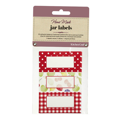 KitchenCraft 30 rote Etiketten zum Beschriften - Home Made - Jar Label