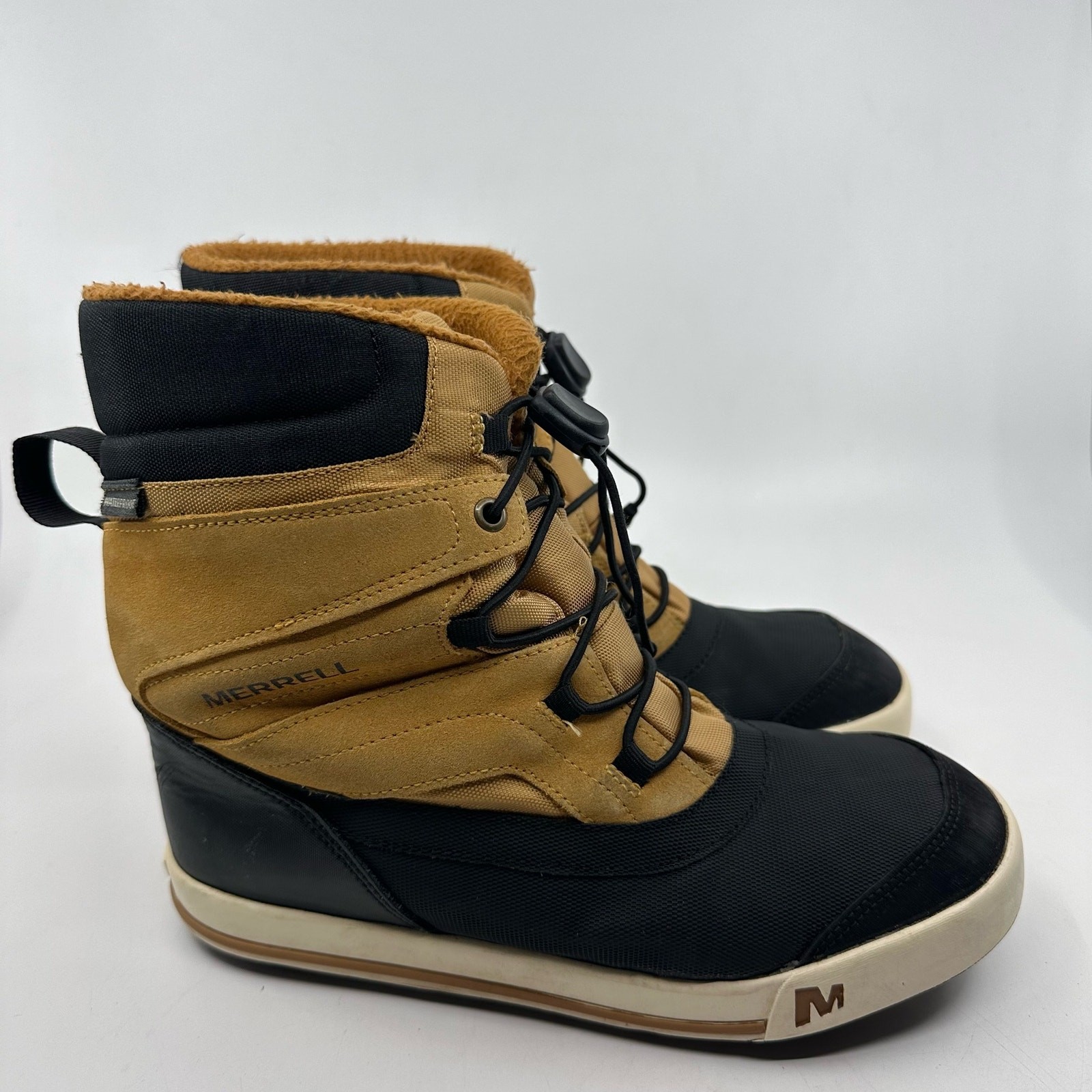 Merrell Snowbank 2 stivali impermeabili MY56187 uomo US 4M oro nero stringati termici