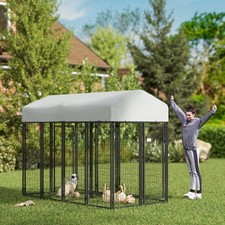 Outdoor Dog Kennel with Two-Room Design, 8' x 4' x 6'