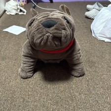 Dan Dee Bulldog Plush Brown Puppy Dog Stuffed Animal Realistic Red Collar 12  