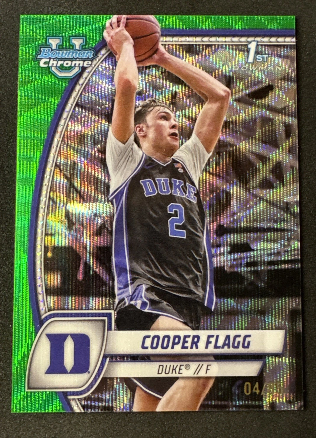 2024-25 Bowman U Chrome 1st Cooper Flagg Green Wave Refractor #/85 Duke