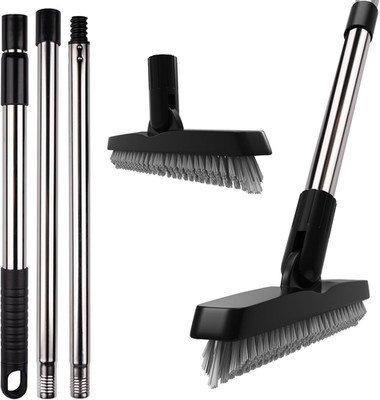 2 Pack Grout Brush with Long Handle, Swivel Cleaning Grout Line Scrubber - Exten