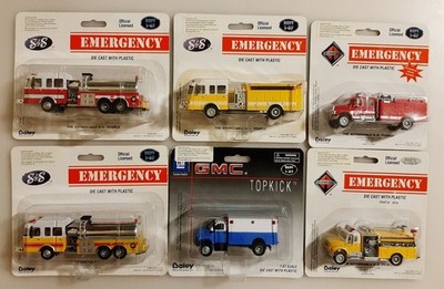 Lot of 6 Boley Fire Trucks Die Cast of Plastic 1:87 Emergency Feuerwehr H0 (B4)