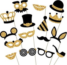 Elegant Black  Gold Birthday Photo Booth Props - Perfect for Stunning Memories