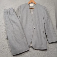 Pendleton Skirt Suit Womens Jacket 8 Skirt 10 Gray Wool Made in USA Two Piece
