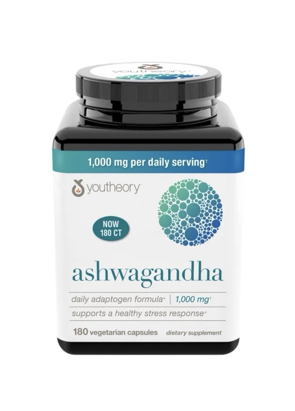 youtheory Ashwagandha 1000 mg, 180 Vegetarian Capsules