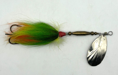 Ghost Tail Bucktail Spinner Musky Lure Firetiger Chartreuse Orange 8  Used