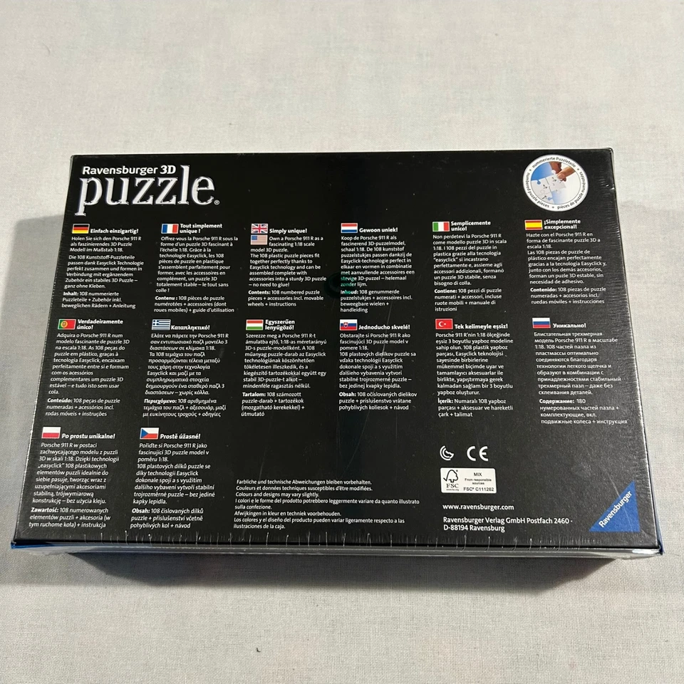 Rompecabezas 3D Ravensburger Porsche 911R nuevo 2018 Foto 2 de 4