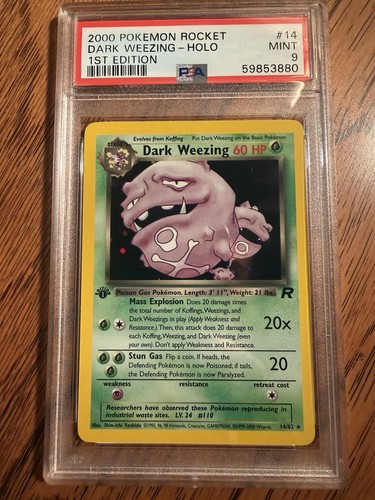 2000 POKÉMON ROCKET 1ST EDITION #14 DARK WEEZING-HOLO PSA 9