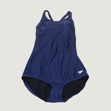Speedo One Piece Swimsuit Sz 14 Navy Conservative Ultraback Cut UPF 50 New
