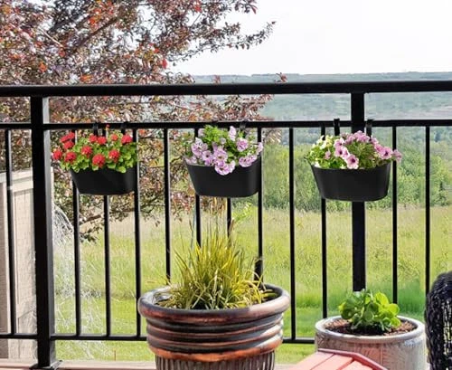 Metal Railing Planter Box 3 Pack Balcony Hanging Planter for Outdoor Plants - Image 4 of 4