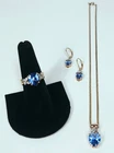Vtg 925 St. Silver/14k Gold Vermeil Lab Tanzanite & Diamond Pear Shaped Sz 7