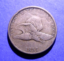 1857 Flying Eagle Cent  VG+  Planchet depression