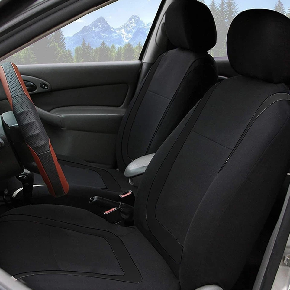 Juego completo de funda de asiento de lujo de 5 asientos negra poliéster para todos Jeep Foto 2 de 4