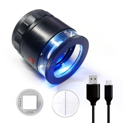 10x Loupe Magnifier Rechargeable Jewelers UV LED Lights Eye Loop Scale 1PC