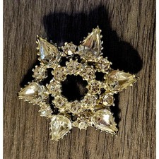Vintage Rhinestone 6 Sided Star Pin Brooch
