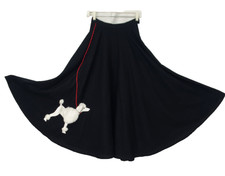Vintage black poodle skirt XS 1950s wool circle sock hop white dog red leash
