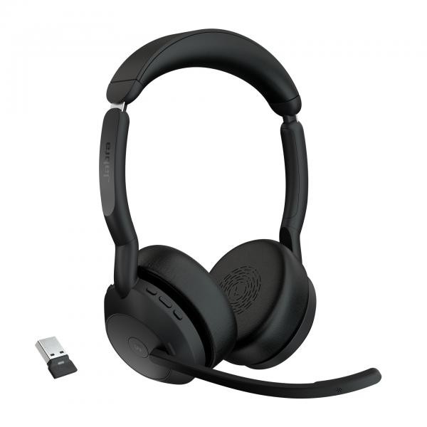 Jabra Nero Evolve2 55 Ms Stereo Cuffie On Ear Bluetooth Stereo Eliminazione Del Rumore, Riduzione Del Rumore Del Microfono Headset Con Microfono, Muto, - Immagine 6