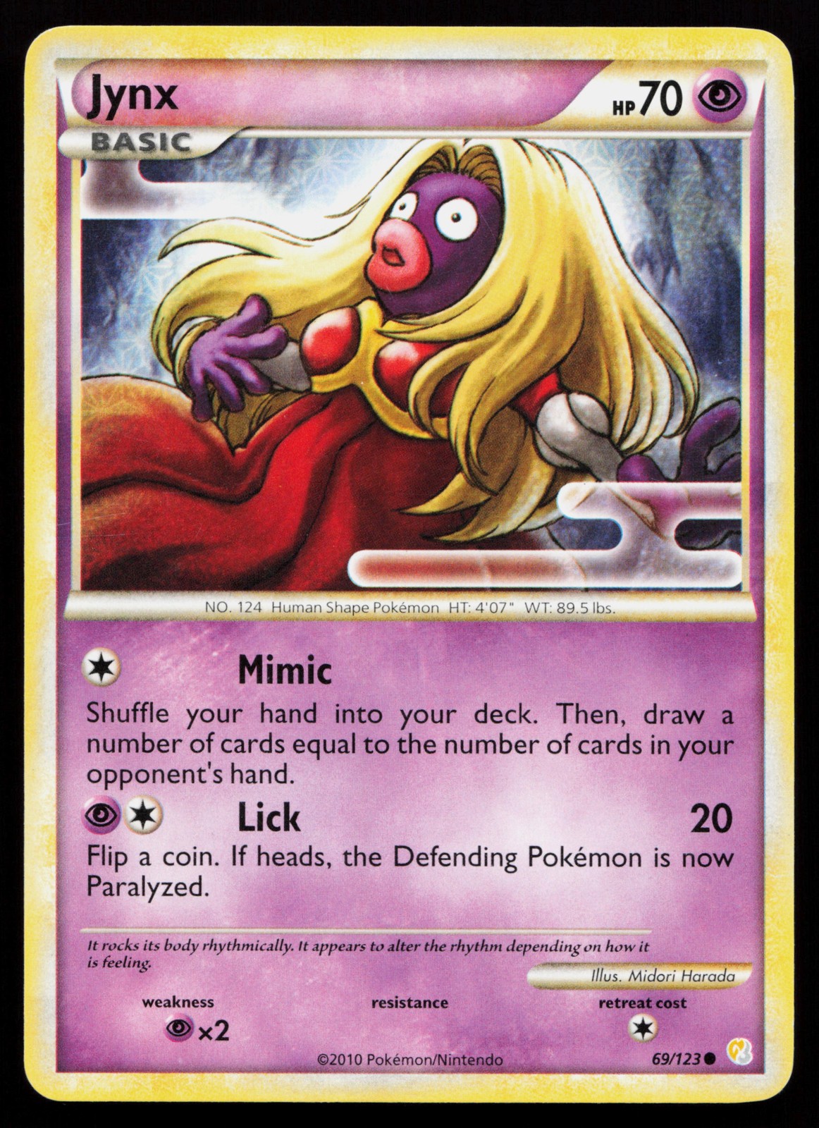 Jynx 69/123 Common HeartGold SoulSilver Pokémon Card